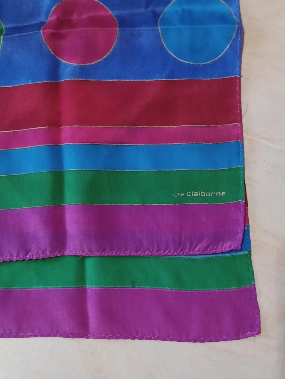 Vintage 1991 Liz Cliborne Silk Oblong Scarf 52×10 Made In Japan Polka Dot
